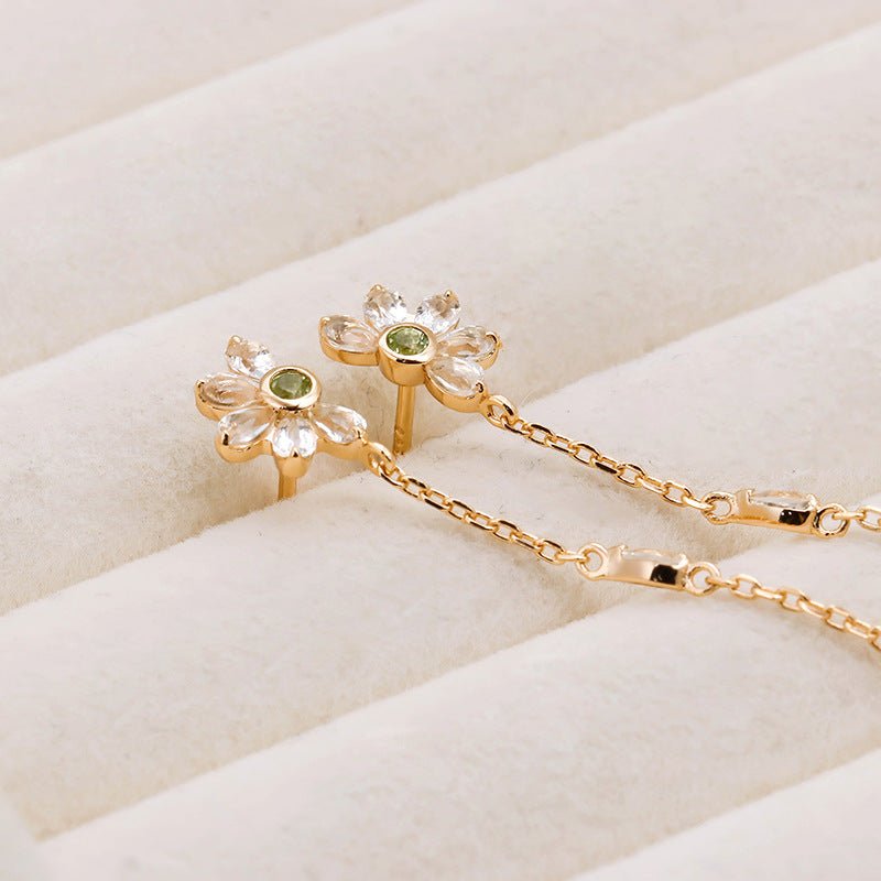 Boucles d'Oreilles Péridot et Topaze Vœux Éternel Argent Plaqué Or - Biloria
