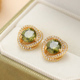 Boucles d'Oreilles Péridot Torsadées Laiton Plaqué Or - Biloria