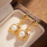 Boucles d'Oreilles Perle Eau Douce – Argent Plaqué Or - Biloria