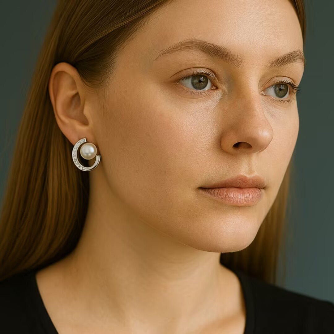 Boucles d'Oreilles Perle Éclat Lunaire Argent 925 - Biloria