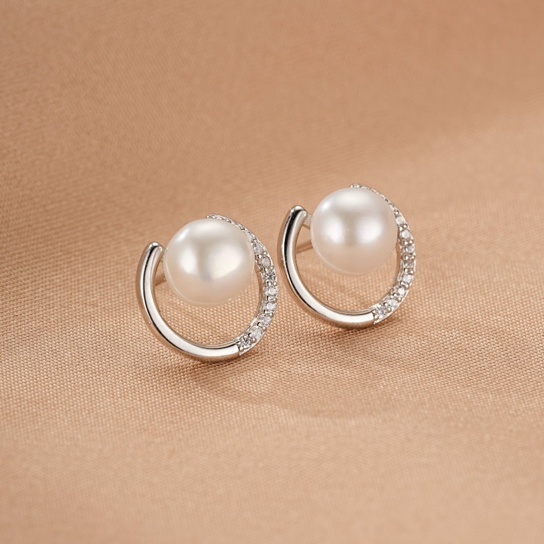 Boucles d'Oreilles Perle Éclat Lunaire Argent 925 - Biloria