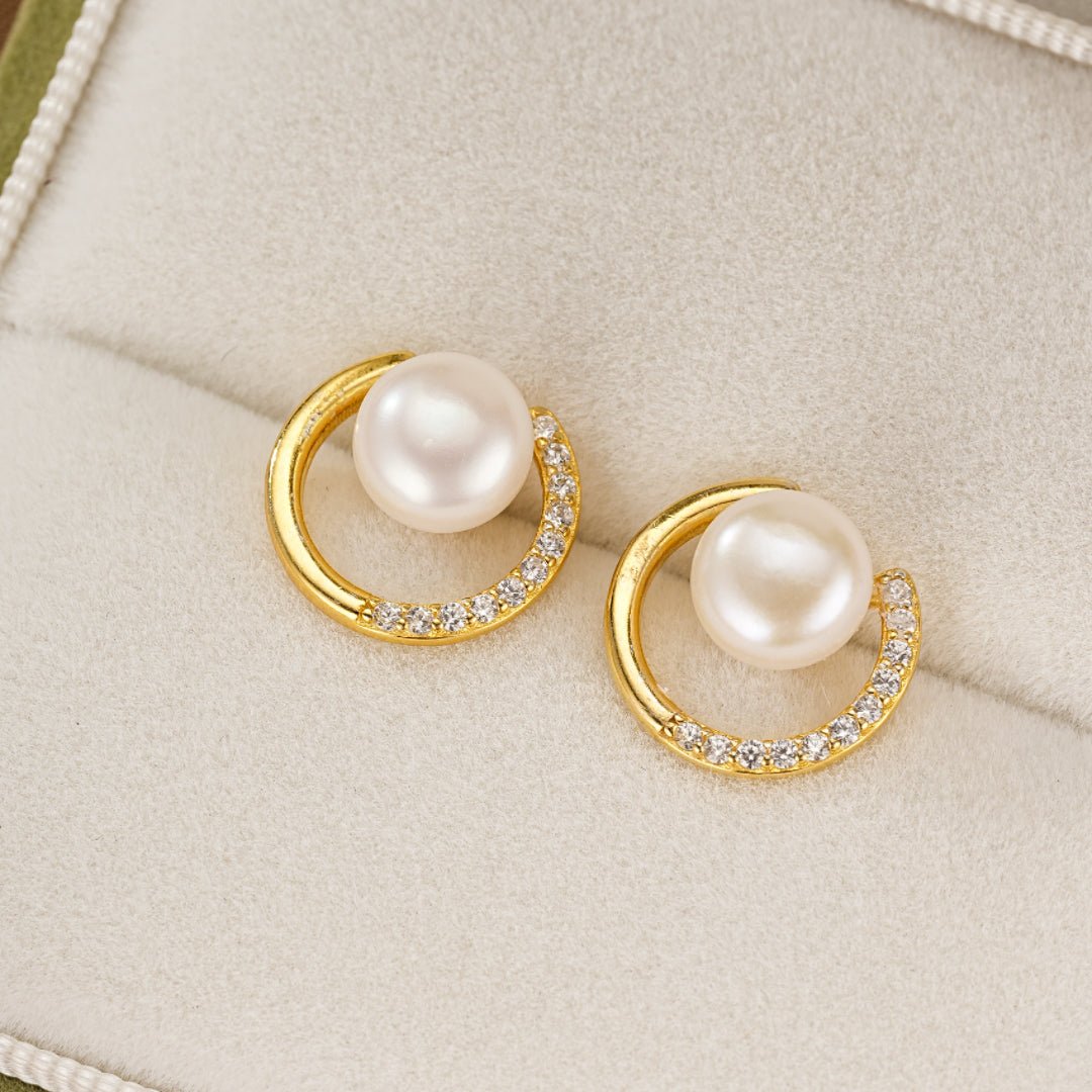 Boucles d'Oreilles Perle Éclat Lunaire Argent 925 - Biloria