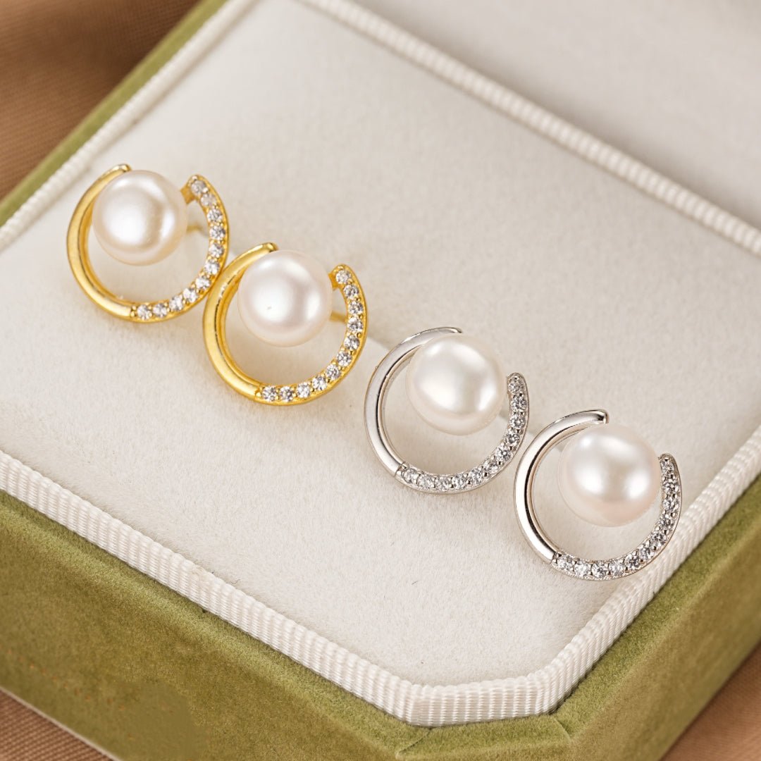 Boucles d'Oreilles Perle Éclat Lunaire Argent 925 - Biloria