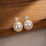 Boucles d'Oreilles Perle et Zircon – Éclat Lunaire - Biloria