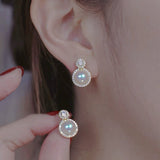 Boucles d'Oreilles Perle et Zircon – Éclat Lunaire - Biloria