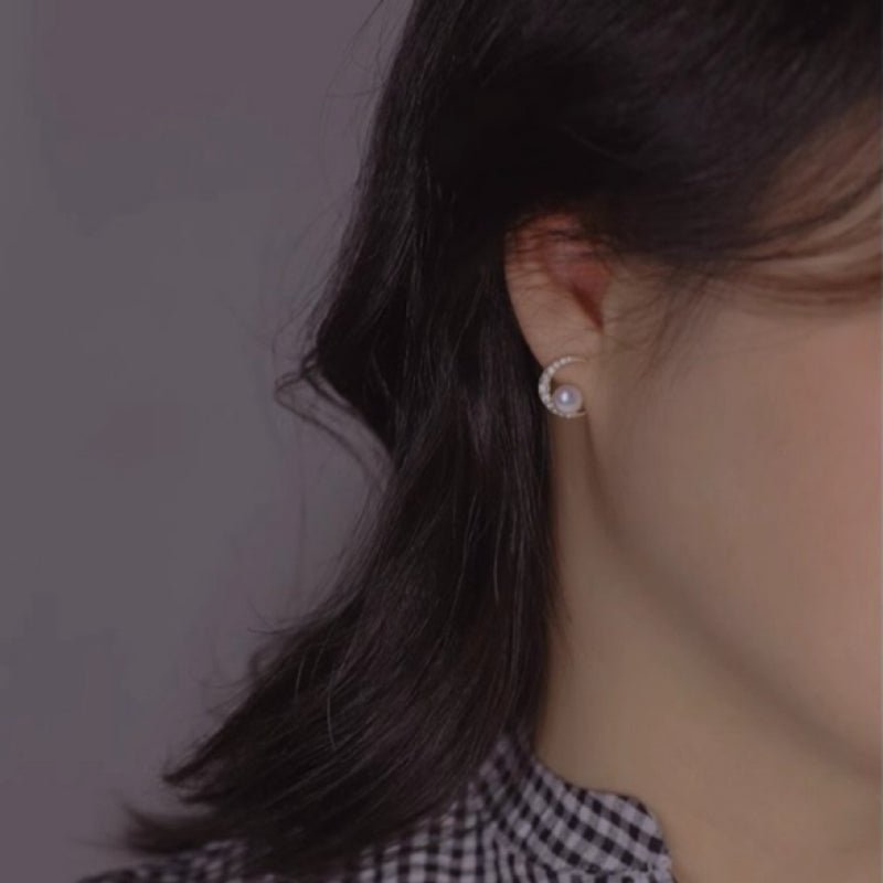 Boucles d'Oreilles Perle Étoile Lunaire Plaqué Or - Biloria