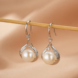 Boucles d'Oreilles Perle Zircon Argent – Goutte Royale - Biloria