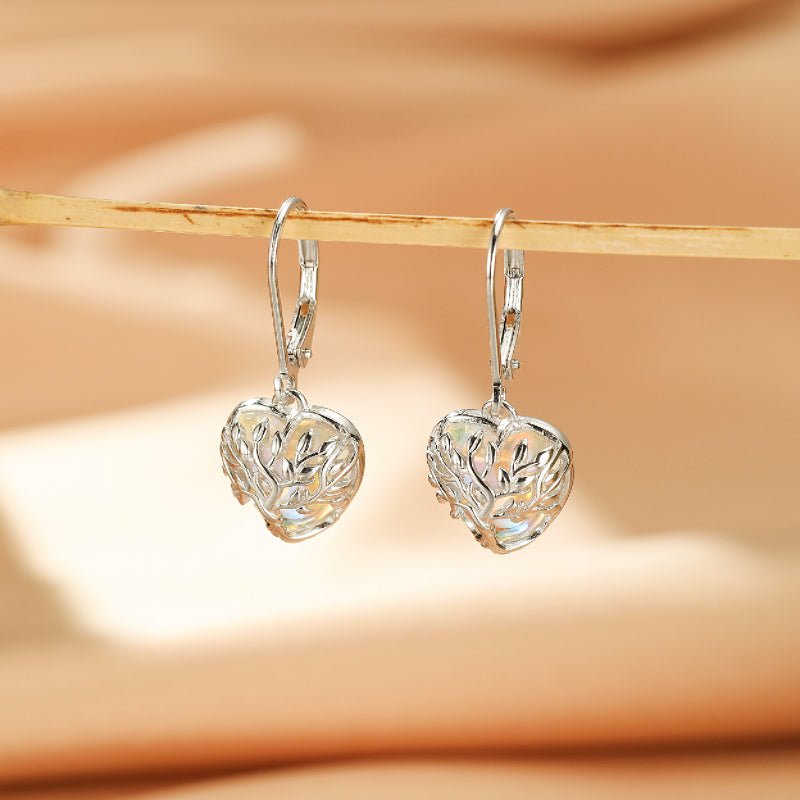 Boucles d'Oreilles Pierre de Lune Arbre de Vie Argent 925 - Biloria