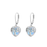 Boucles d'Oreilles Pierre de Lune Arbre de Vie Argent 925 - Biloria