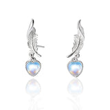 Boucles d'Oreilles Pierre de Lune Plume Céleste Argent S925 - Biloria