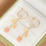 Boucles d'Oreilles Pierre de Soleil et Citrine – Argent Plaqué Or - Biloria