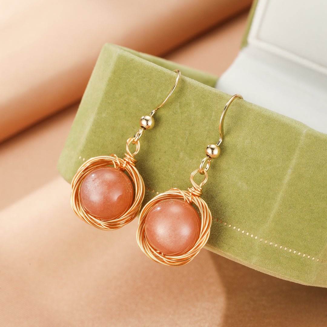 Boucles d'Oreilles Pierre de Soleil – Nid Protecteur - Biloria