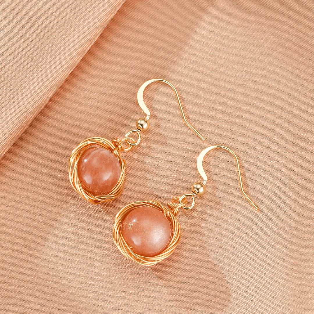 Boucles d'Oreilles Pierre de Soleil – Nid Protecteur - Biloria