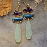 Boucles d'Oreilles Pierre Naturelle Jade Améthyste Apatite - Biloria