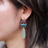 Boucles d'Oreilles Pierre Naturelle Jade Améthyste Apatite - Biloria