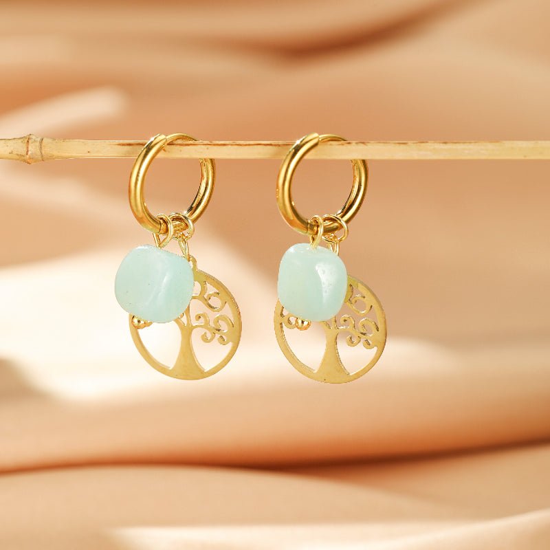 Boucles d'Oreilles Pierres Naturelles Arbre de Vie Sérénité - Biloria