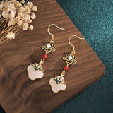 Boucles d'Oreilles Porte-Bonheur en Jade Blanc et Perles - Biloria