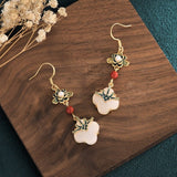 Boucles d'Oreilles Porte-Bonheur en Jade Blanc et Perles - Biloria