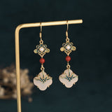 Boucles d'Oreilles Porte-Bonheur en Jade Blanc et Perles - Biloria