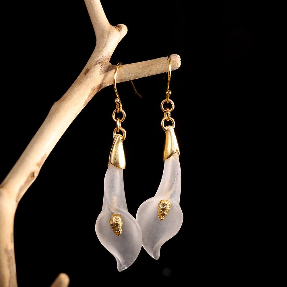 Boucles d'Oreilles Quartz Clair Argent Plaqué Or - Biloria