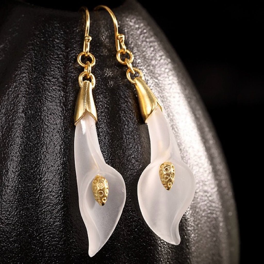 Boucles d'Oreilles Quartz Clair Argent Plaqué Or - Biloria