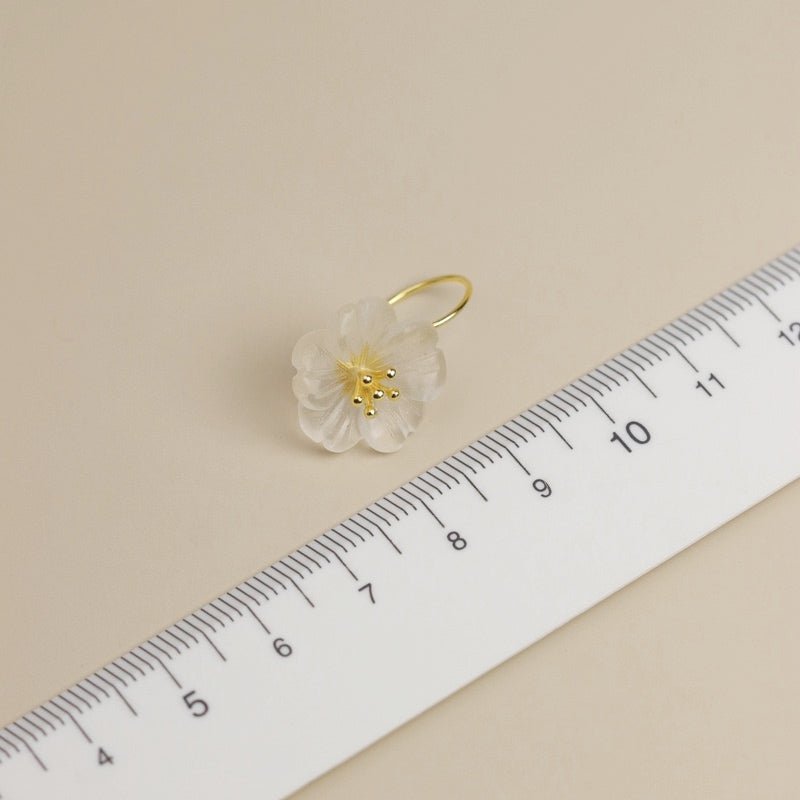 Boucles d'Oreilles Quartz Clair Fleur en Argent 925 - Biloria