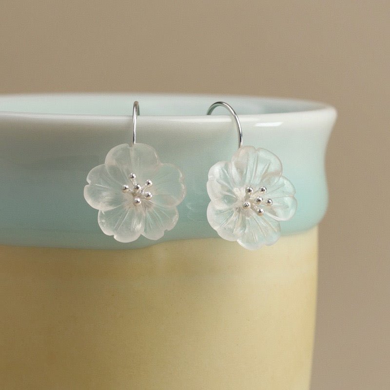 Boucles d'Oreilles Quartz Clair Fleur en Argent 925 - Biloria