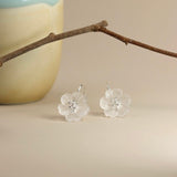 Boucles d'Oreilles Quartz Clair Fleur en Argent 925 - Biloria
