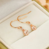 Boucles d'Oreilles Quartz Rose Argent Plaqué Or – Harmonie et Douceur - Biloria