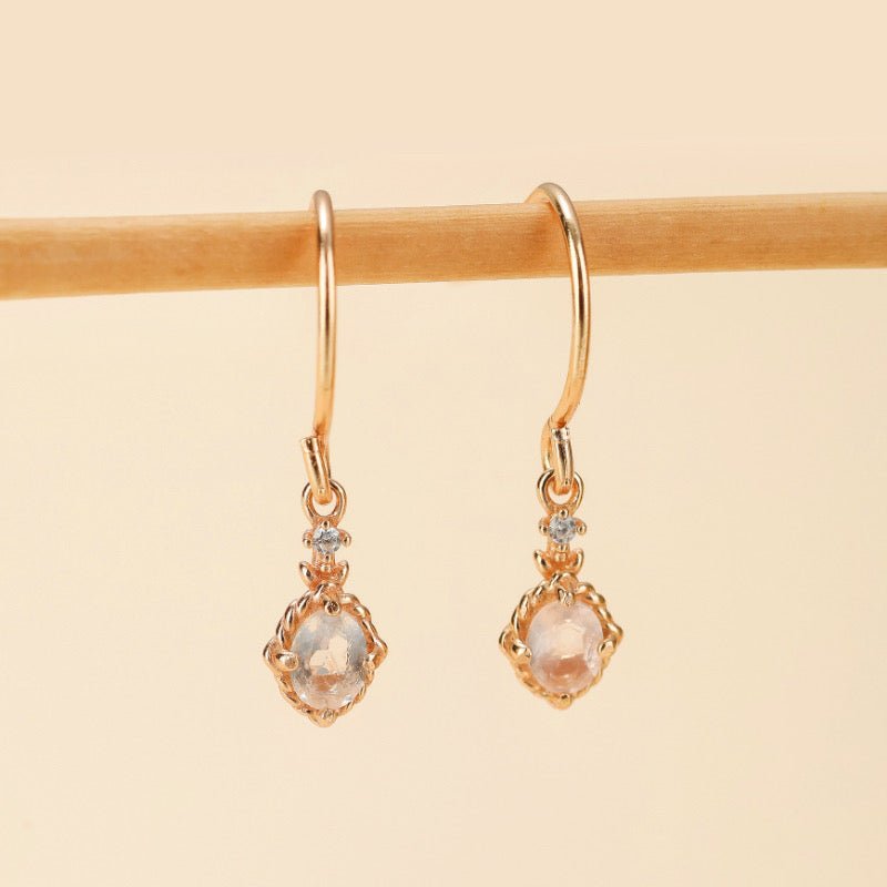 Boucles d'Oreilles Quartz Rose Argent Plaqué Or – Harmonie et Douceur - Biloria