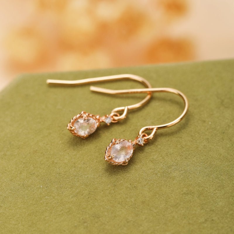 Boucles d'Oreilles Quartz Rose Argent Plaqué Or – Harmonie et Douceur - Biloria