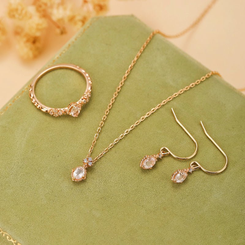 Boucles d'Oreilles Quartz Rose Argent Plaqué Or – Harmonie et Douceur - Biloria