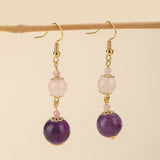Boucles d'Oreilles Quartz Rose et Améthyste pour Sérénité - Biloria