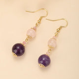 Boucles d'Oreilles Quartz Rose et Améthyste pour Sérénité - Biloria