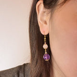 Boucles d'Oreilles Quartz Rose et Améthyste pour Sérénité - Biloria