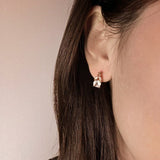 Boucles d'Oreilles Quartz Rose Feuillu Argent Plaqué Or - Biloria