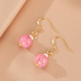 Boucles d'Oreilles Rhodonite Perle – Argent Plaqué Or - Biloria