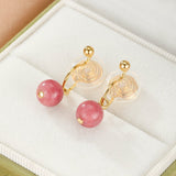 Boucles d'Oreilles Rhodonite Rose Doux Équilibre Émotionnel - Biloria