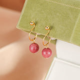 Boucles d'Oreilles Rhodonite Rose Doux Équilibre Émotionnel - Biloria