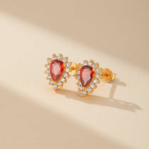 Boucles d'Oreilles Rubis Argent Plaqué Or – Cadeau Passion - Biloria