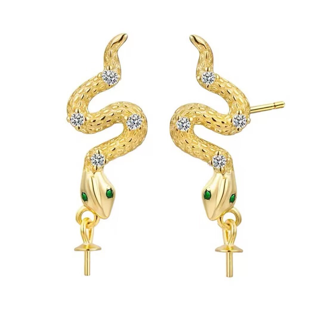 Boucles d'Oreilles Serpent Argent 925 - Danse Abyssale - Biloria
