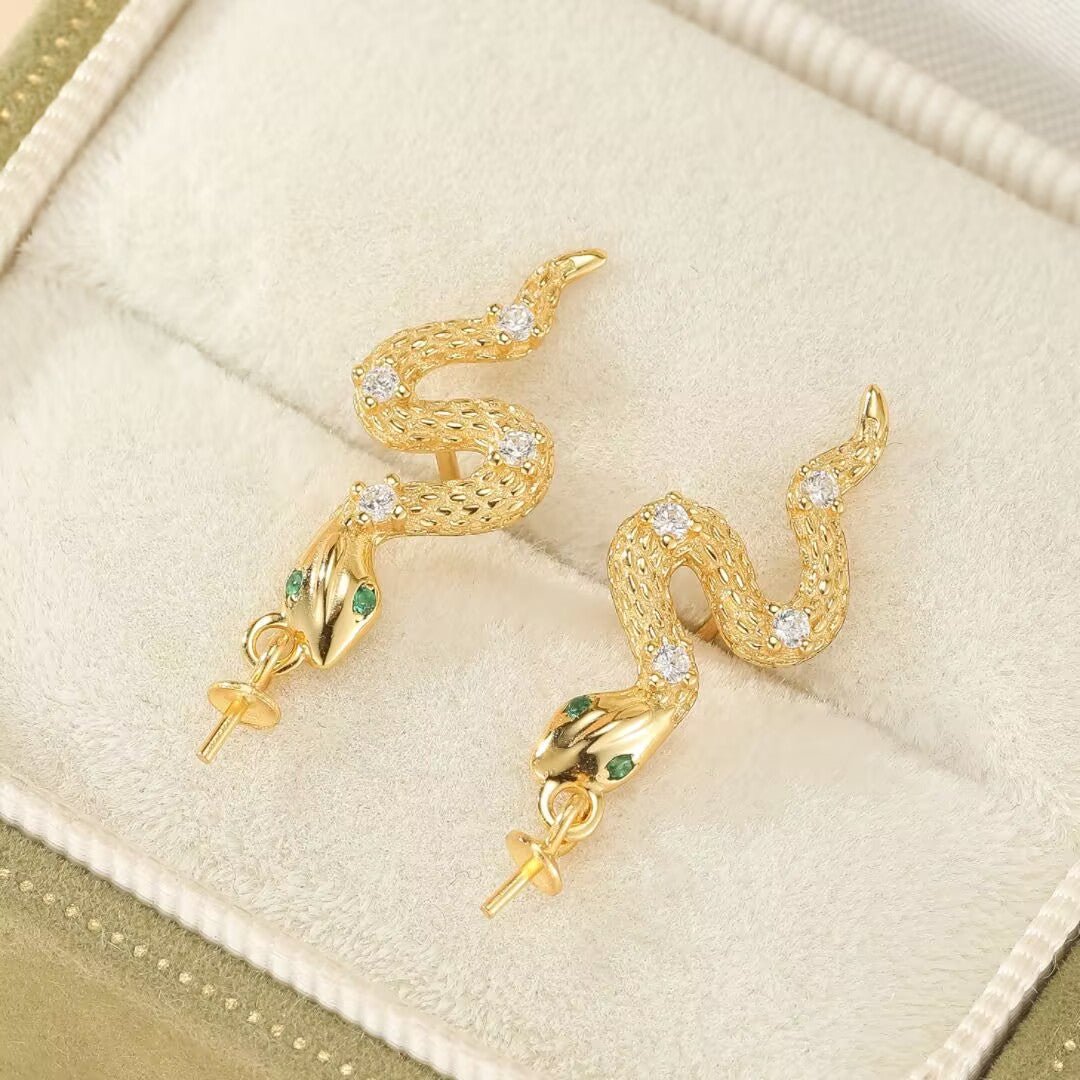 Boucles d'Oreilles Serpent Argent 925 - Danse Abyssale - Biloria
