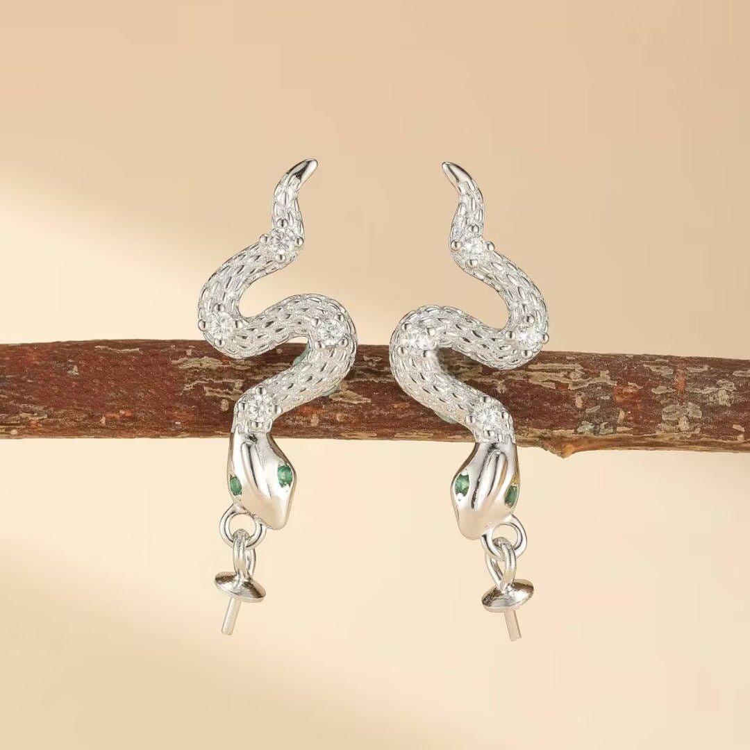 Boucles d'Oreilles Serpent Argent 925 - Danse Abyssale - Biloria
