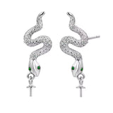 Boucles d'Oreilles Serpent Argent 925 - Danse Abyssale - Biloria