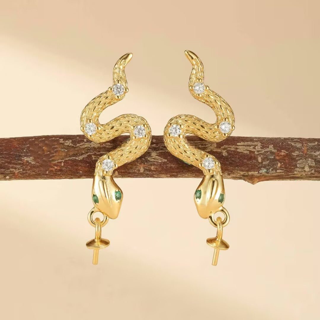Boucles d'Oreilles Serpent Argent 925 - Danse Abyssale - Biloria