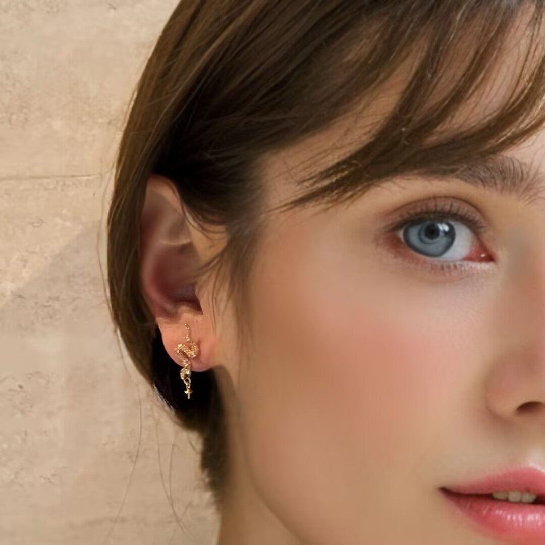 Boucles d'Oreilles Serpent Argent 925 - Danse Abyssale - Biloria
