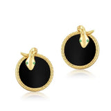 Boucles d'Oreilles Serpent Onyx Argent Plaqué Or – Bijou Méditatif - Biloria