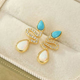 Boucles d'Oreilles Serpent Opale Turquoise Larmes de Lagon - Biloria