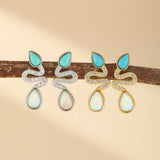 Boucles d'Oreilles Serpent Opale Turquoise Larmes de Lagon - Biloria