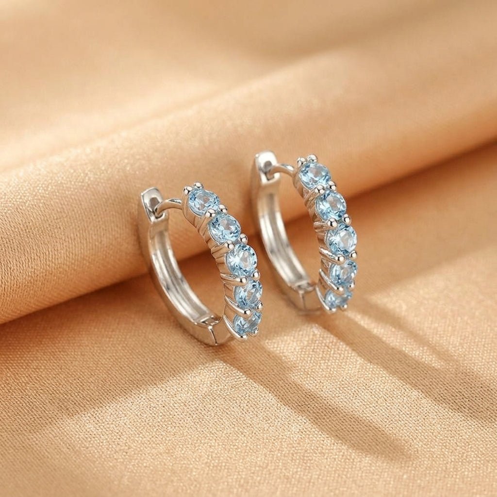Boucles d'oreilles Topaze Argent S925 – Créoles Bienveillance Céleste - Biloria